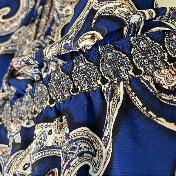 WHBM Womens Parsley Long Sleeve Midi Dress Flowy Sz 10 Waistband Lined - Picture 6 of 12